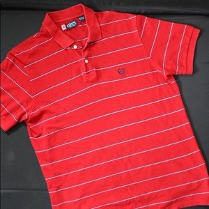 Chaps Red Striped Polo Shirt
